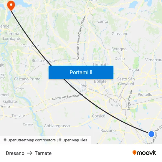 Dresano to Ternate map