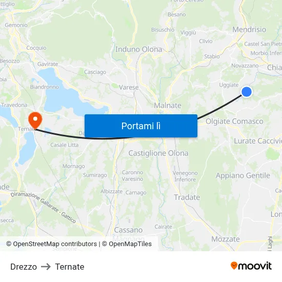 Drezzo to Ternate map