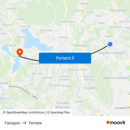 Faloppio to Ternate map