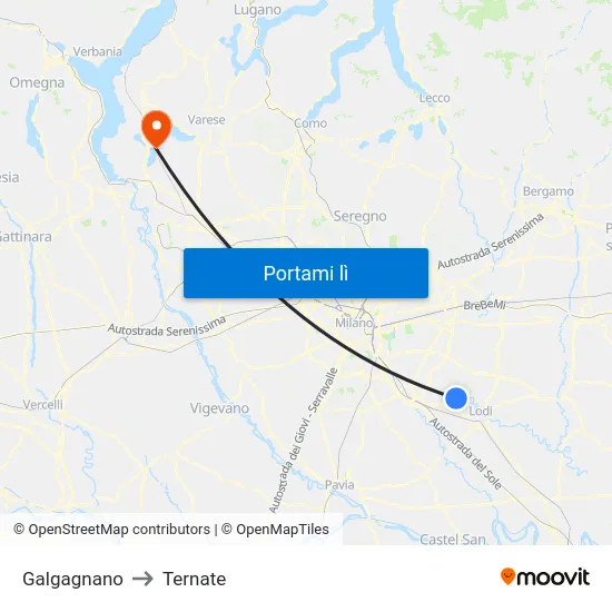 Galgagnano to Ternate map