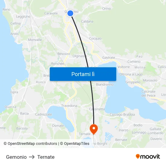 Gemonio to Ternate map