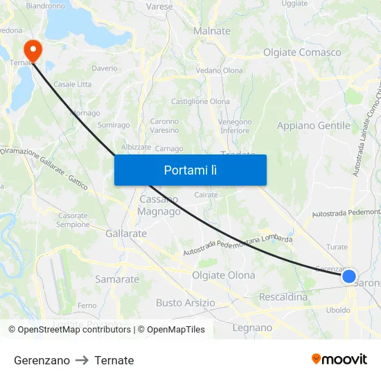 Gerenzano to Ternate map