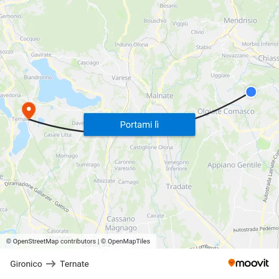 Gironico to Ternate map