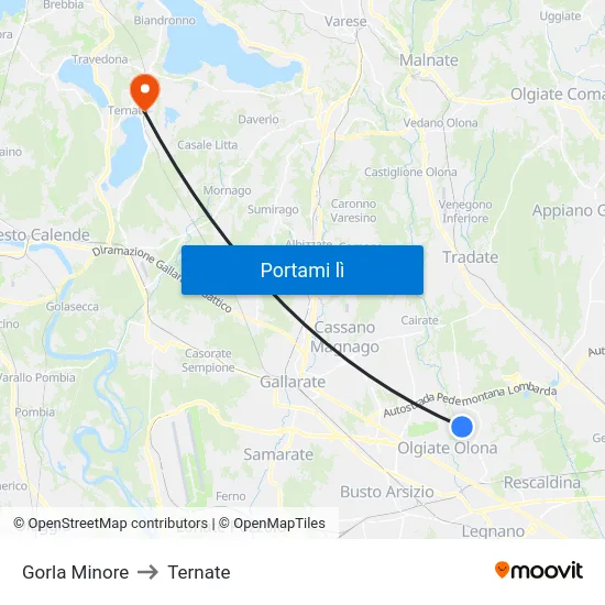 Gorla Minore to Ternate map