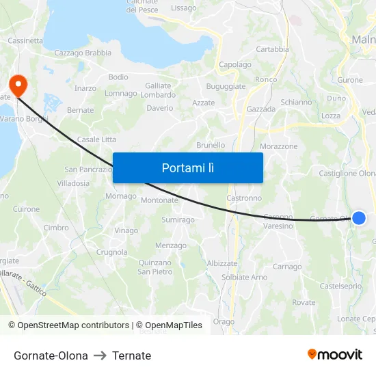 Gornate-Olona to Ternate map