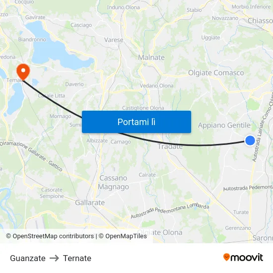 Guanzate to Ternate map