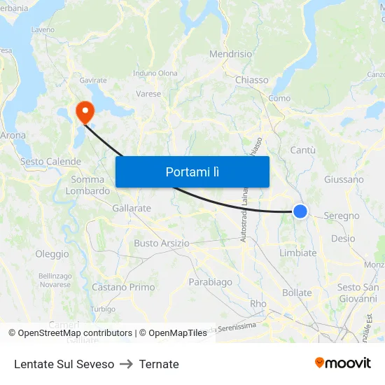 Lentate Sul Seveso to Ternate map