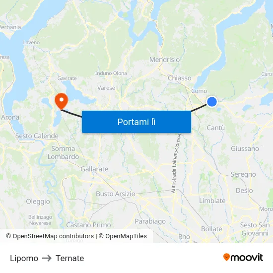 Lipomo to Ternate map