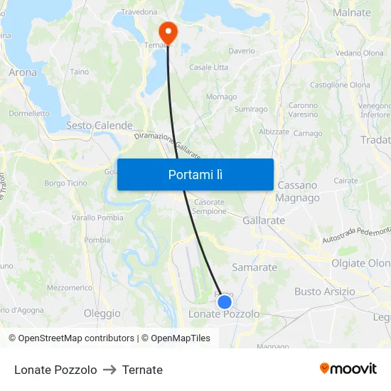 Lonate Pozzolo to Ternate map