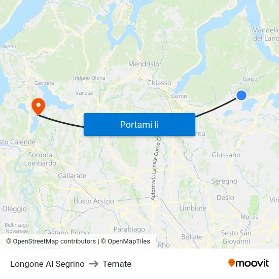 Longone Al Segrino to Ternate map