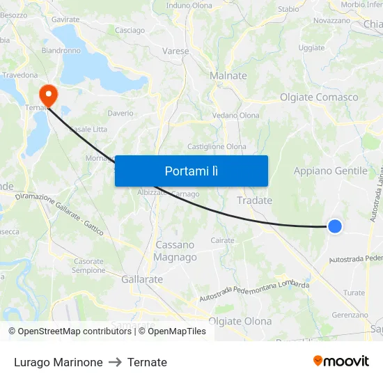 Lurago Marinone to Ternate map