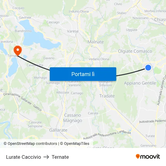 Lurate Caccivio to Ternate map