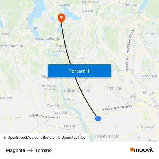 Magenta to Ternate map