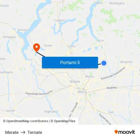 Merate to Ternate map