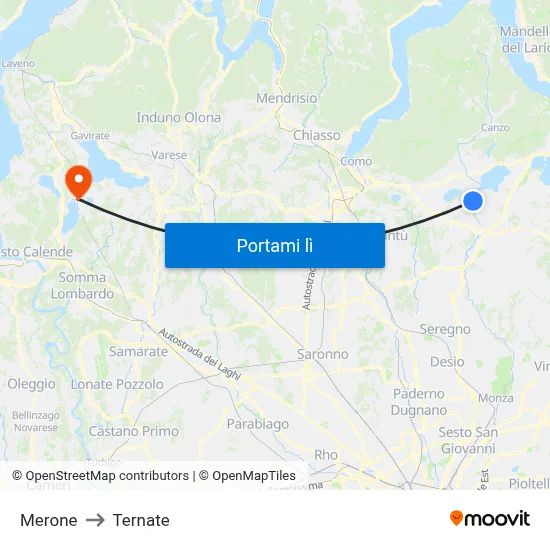 Merone to Ternate map