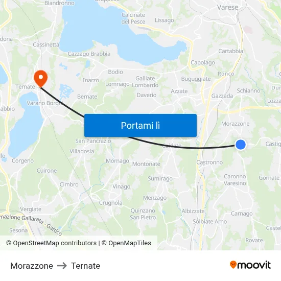 Morazzone to Ternate map