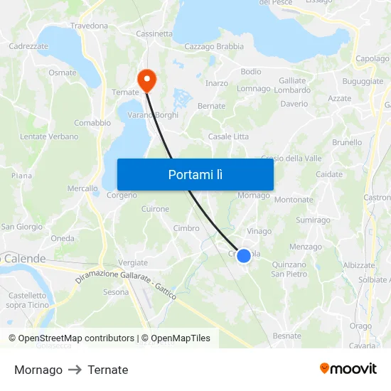 Mornago to Ternate map