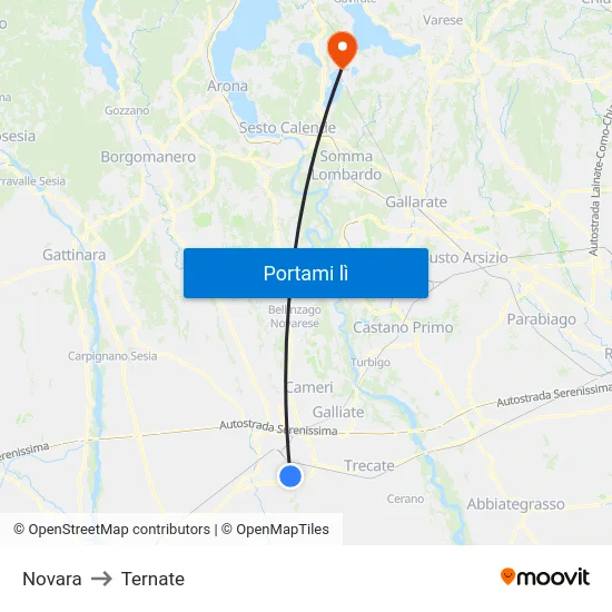 Novara to Ternate map