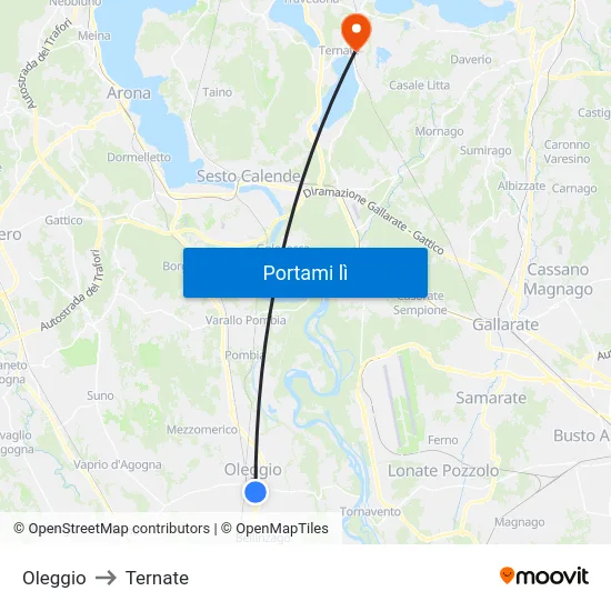 Oleggio to Ternate map