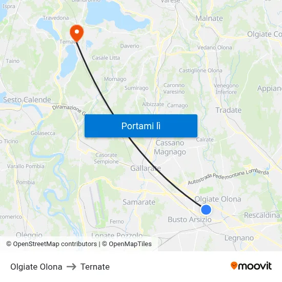 Olgiate Olona to Ternate map