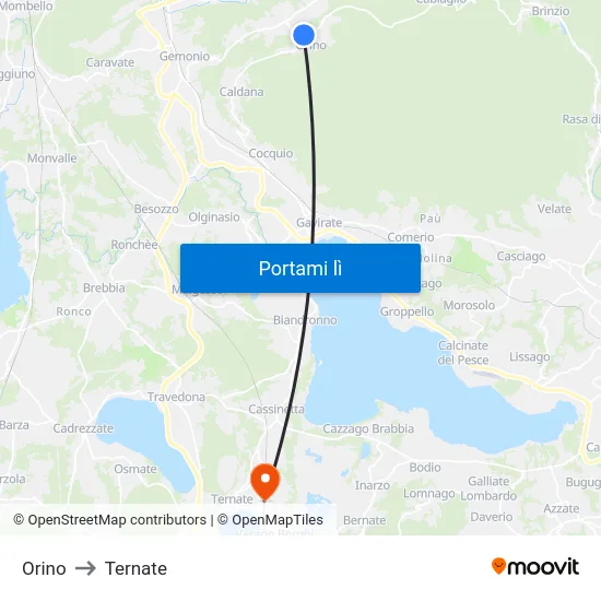 Orino to Ternate map
