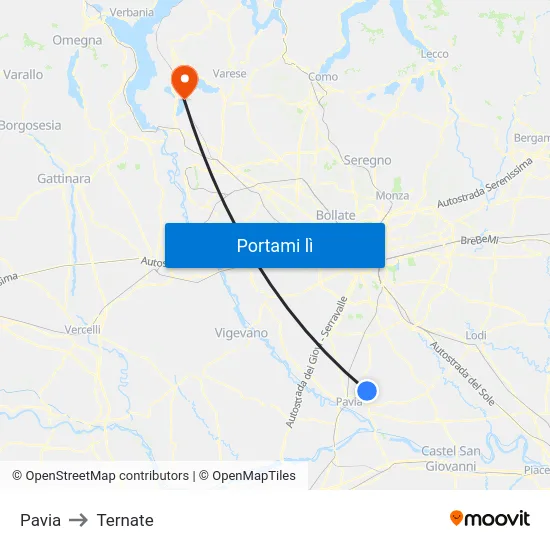 Pavia to Ternate map