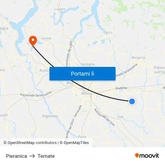 Pieranica to Ternate map