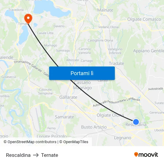 Rescaldina to Ternate map