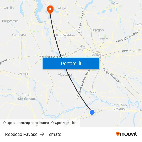 Robecco Pavese to Ternate map