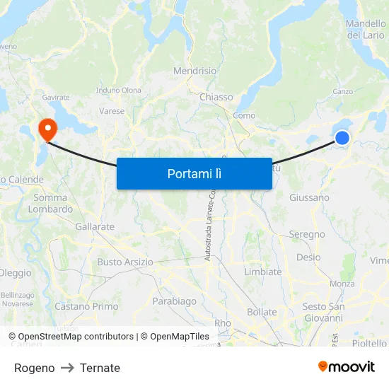 Rogeno to Ternate map