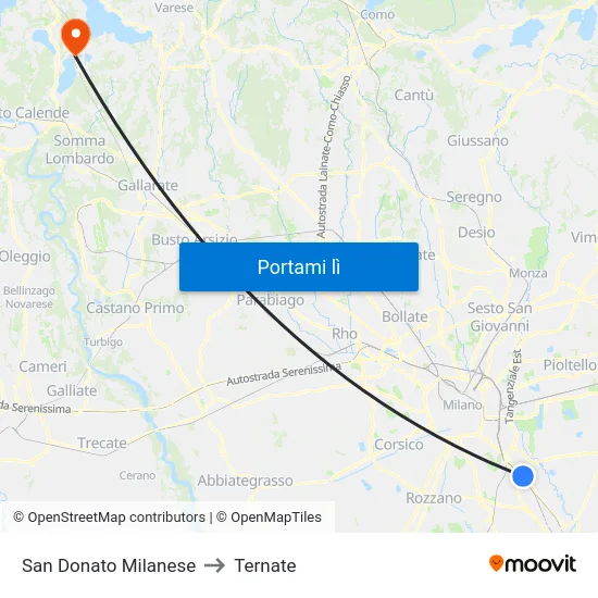 San Donato Milanese to Ternate map