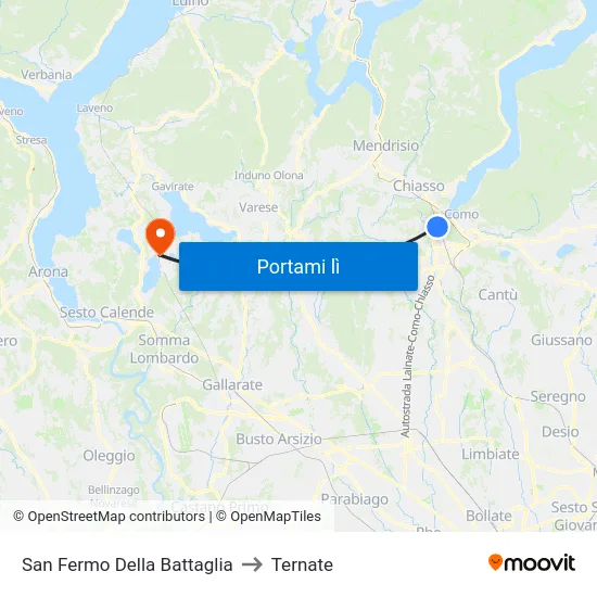 San Fermo Della Battaglia to Ternate map