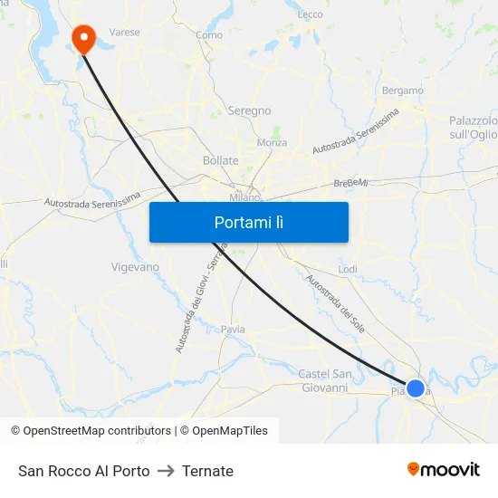 San Rocco Al Porto to Ternate map