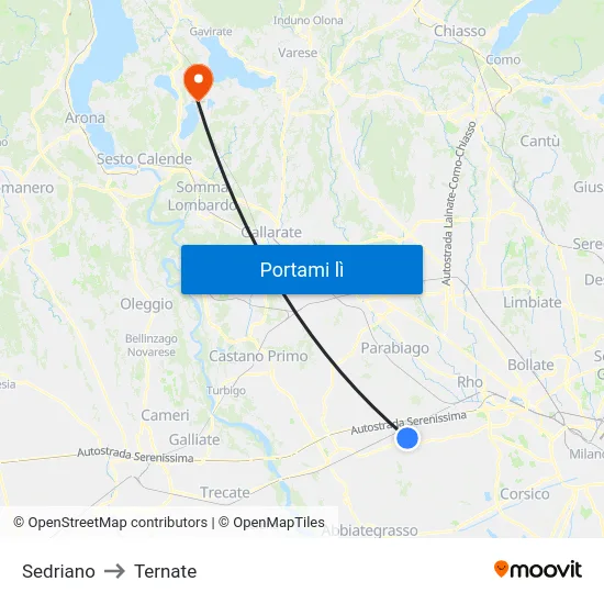 Sedriano to Ternate map