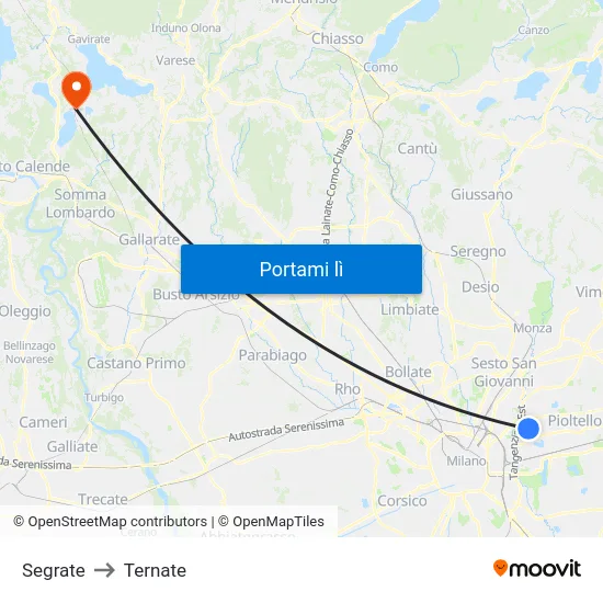 Segrate to Ternate map