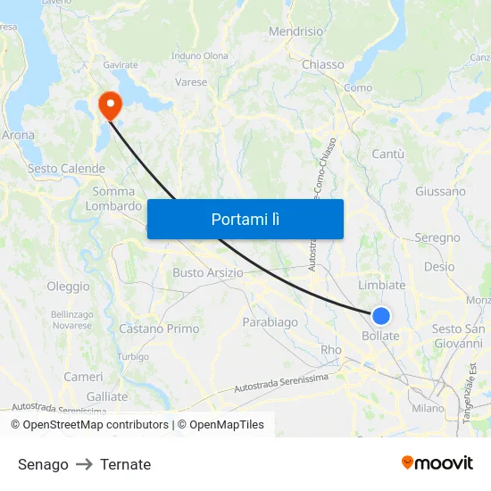 Senago to Ternate map