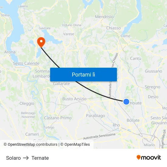 Solaro to Ternate map