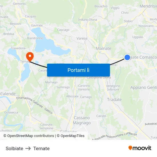 Solbiate to Ternate map