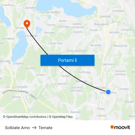 Solbiate Arno to Ternate map