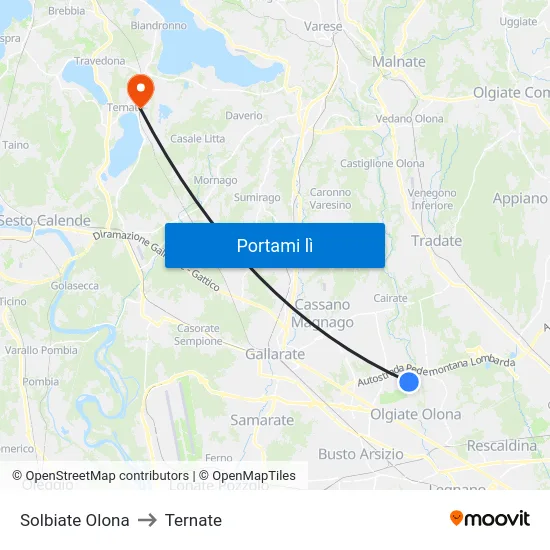 Solbiate Olona to Ternate map