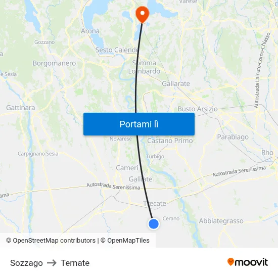 Sozzago to Ternate map