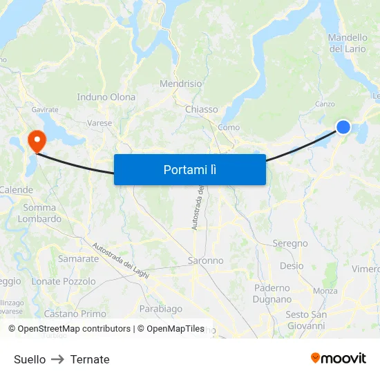 Suello to Ternate map