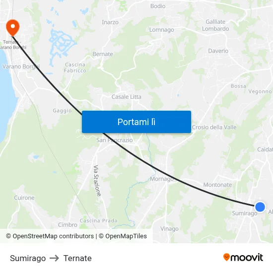 Sumirago to Ternate map