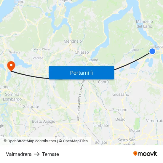 Valmadrera to Ternate map
