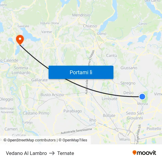 Vedano Al Lambro to Ternate map