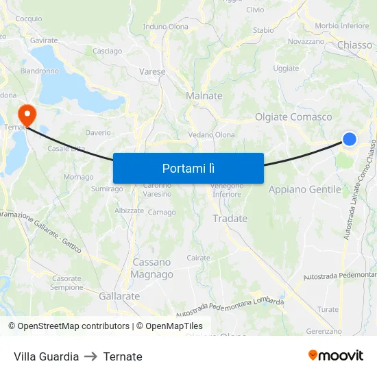 Villa Guardia to Ternate map