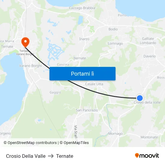 Crosio Della Valle to Ternate map