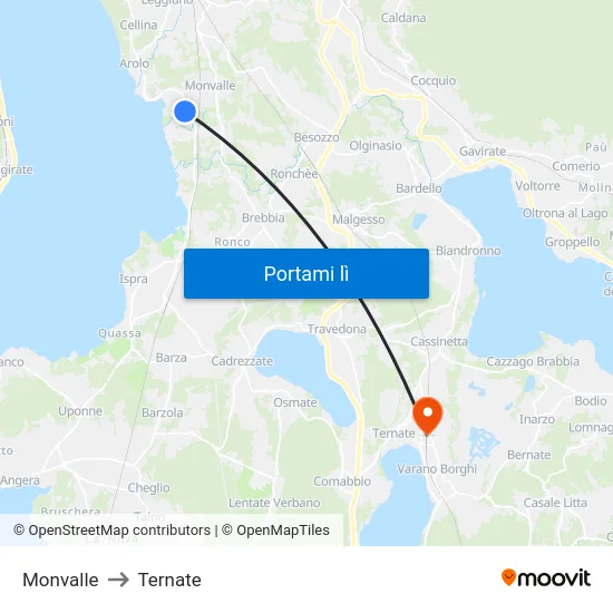 Monvalle to Ternate map