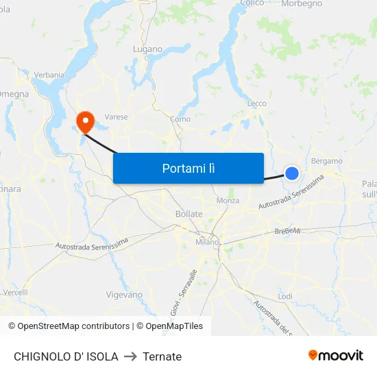 CHIGNOLO D' ISOLA to Ternate map