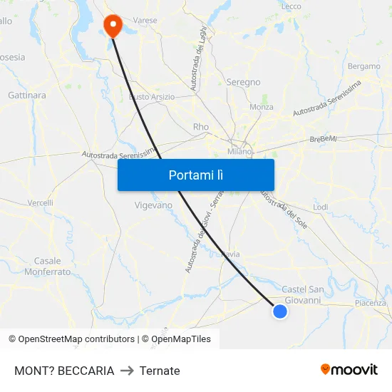 MONT? BECCARIA to Ternate map